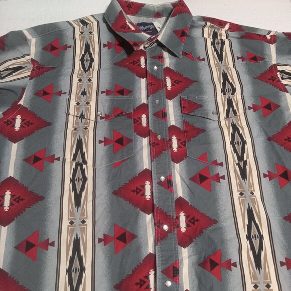 Wrangler Men's Pearl Snap Aztec LS Western Shirt Size 3X - Picture 1 of 7